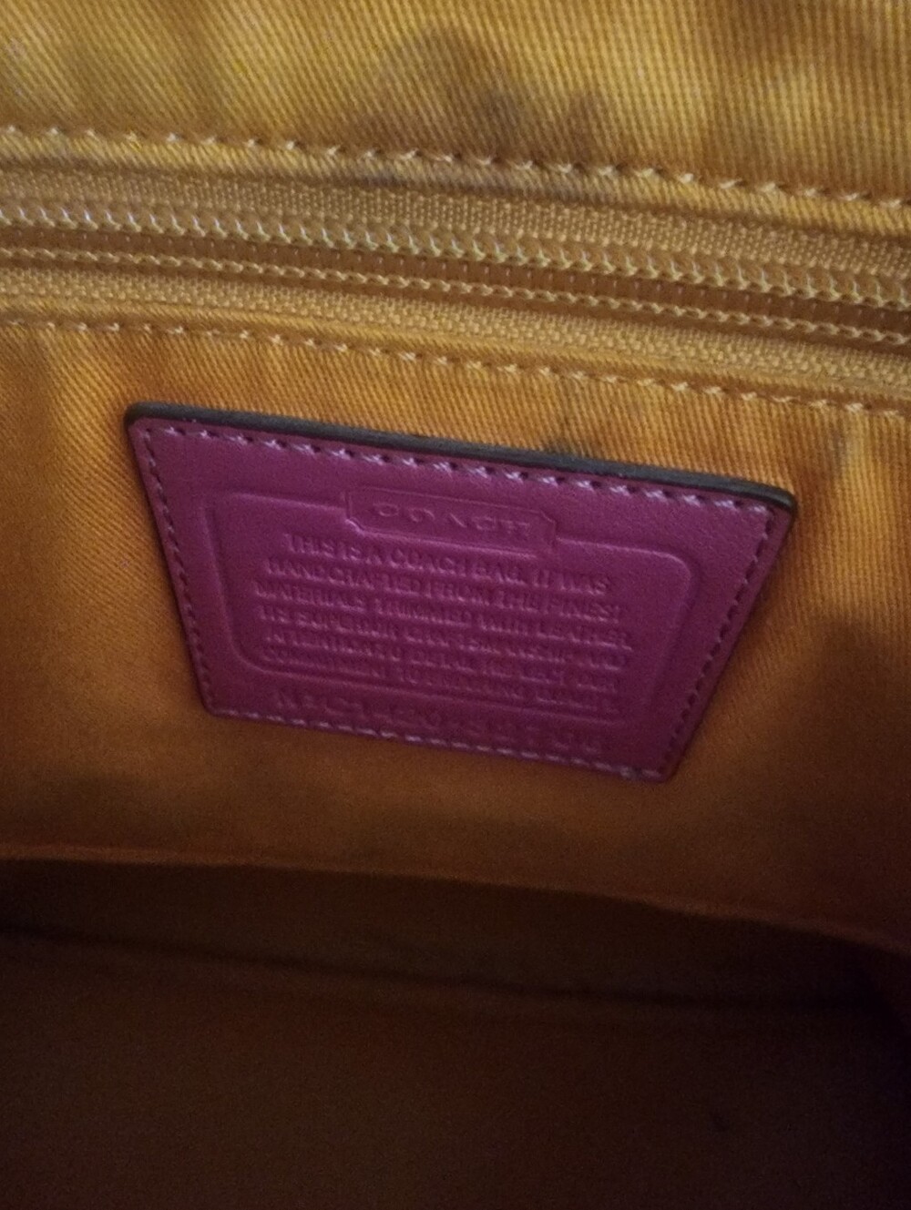 COACH Tan Signature Canvas Tote with Orange Trim and Pink Handles - Picture 5 of 11